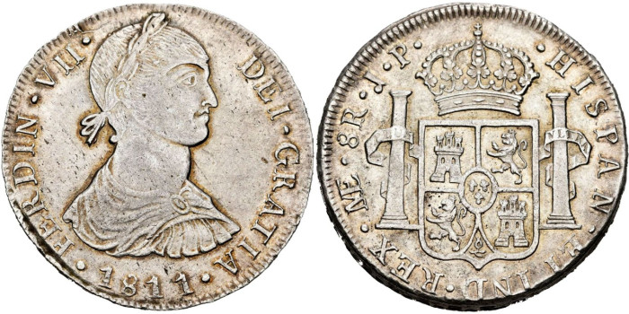 Cy14960.-FERNANDO VII - 8 Reales 1811 Lima J.P.-EBC