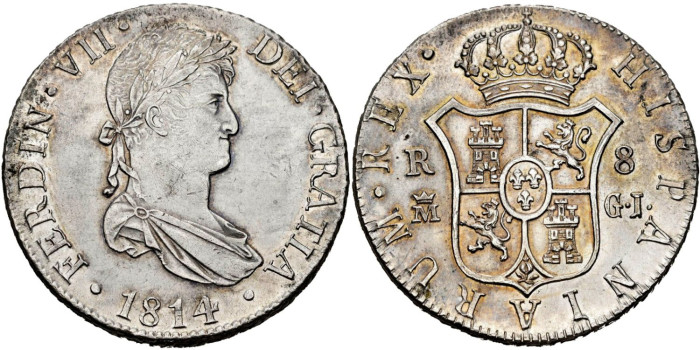 Cy15060.-FERNANDO VII - 8 Reales 1814 Madrid G.J.-SC