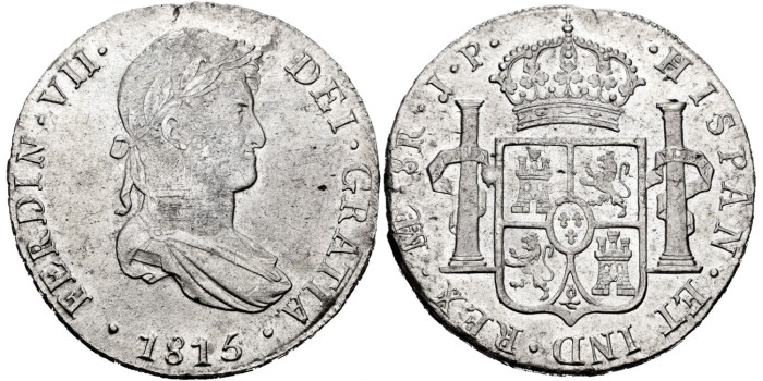 Cy15081.-FERNANDO VII - 8 Reales 1815 Lima J.P.-SC