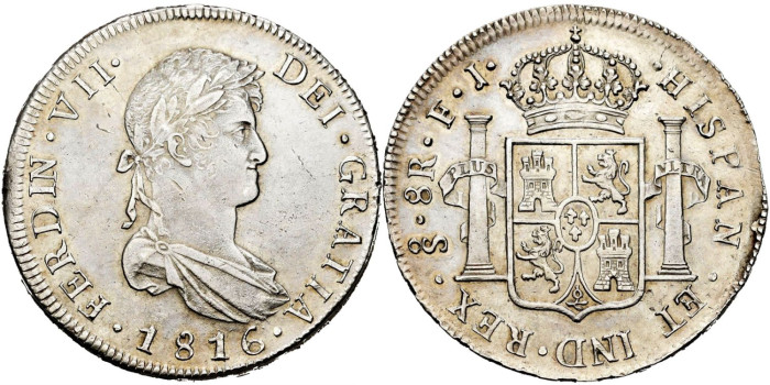 Cy15101.-FERNANDO VII - 8 Reales 1816 Santiago F.J.-SC