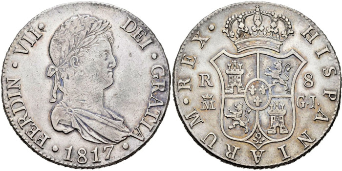 Cy15110.-FERNANDO VII - 8 Reales 1817 Madrid G.J.-EBC