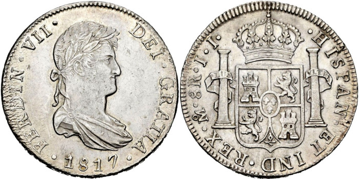 Cy15111.-FERNANDO VII - 8 Reales 1817 Mexico J.J.-EBC+