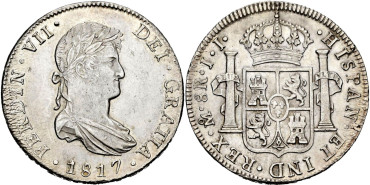 Cy15111.-FERNANDO VII - 8 Reales 1817 Mexico J.J.-EBC+