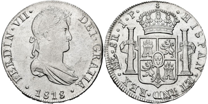 Cy15127.-FERNANDO VII - 8 Reales 1818 Lima J.P.-SC