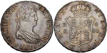 Cy15130.-FERNANDO VII - 8 Reales 1818 Madrid G.J.-SC