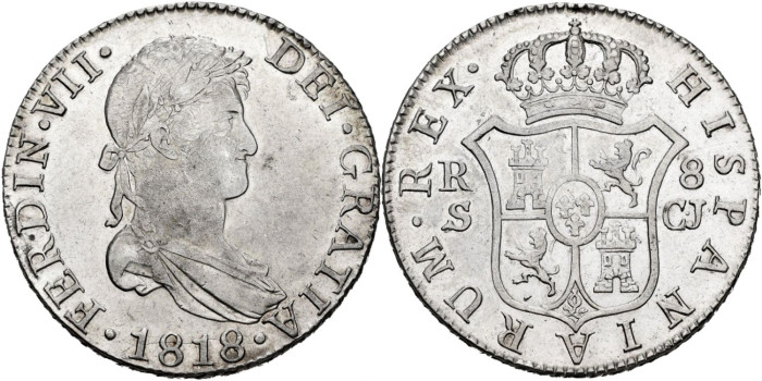 Cy15133.-FERNANDO VII - 8 Reales 1818 Sevilla C.J.-SC