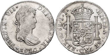 Cy15150.-FERNANDO VII - 8 Reales 1820 Mexico J.J.-SC-