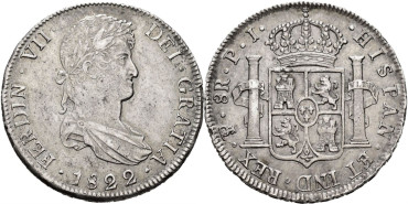 Cy15189.-FERNANDO VII - 8 Reales 1822 Potosi P.J.-EBC