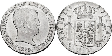 Cy15204.-FERNANDO VII - 20 Reales 1823 Sevilla R.D.-SC