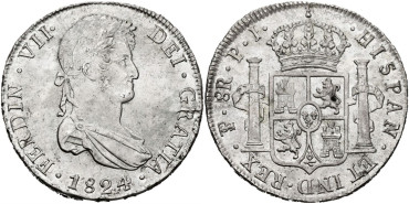 Cy15215.-FERNANDO VII - 8 Reales 1824 Potosi P.J.-SC