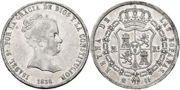 Cy16267.-ISABEL II - 20 Reales 1838 Madrid C.L.-EBC+