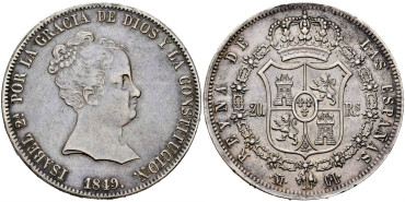 Cy16275.-ISABEL II - 20 Reales 1849 Madrid C.L.-EBC+