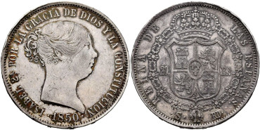 Cy16281.-ISABEL II - 20 Reales 1850 Sevilla R.D.