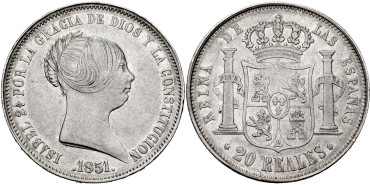 Cy16284.-ISABEL II - 20 Reales 1851 Madrid - EBC