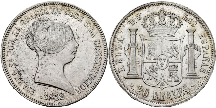 Cy16289.-ISABEL II - 20 Reales 1852 Madrid - SC-