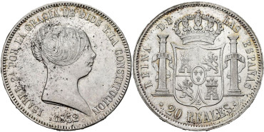 Cy16289.-ISABEL II - 20 Reales 1852 Madrid - SC-