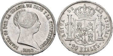 Cy16298.-ISABEL II - 20 Reales 1854 Sevilla- SC