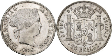 Cy16299.-ISABEL II - 20 Reales 1856 Madrid - SC