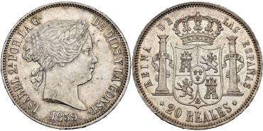 Cy16307.-ISABEL II - 20 Reales 1859 Madrid - EBC