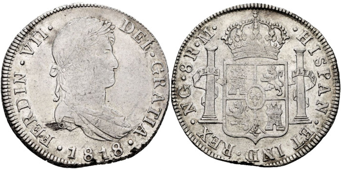 Cy15126.-FERNANDO VII - 8 Reales 1818 Guatemala M.-EBC