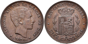 Cy16560.- ALFONSO XII - 10 Ctm 1878 BARCELONA OM.  SC