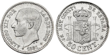 Cy16563.- ALFONSO XII - 50 Ctm 1881 (8.1) MADRID MSM.  SC