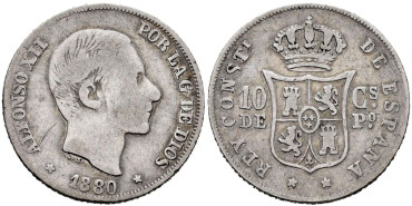 Cy16617.- ALFONSO XII - 10 Ctm Peso 1880 MANILA.  RC