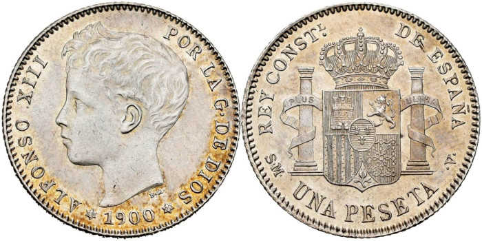 Cy16677.- ALFONSO XIII - 1 Pts 1900 (19-00) MADRID SMV.  SC+