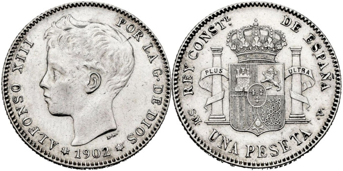 Cy16680.- ALFONSO XIII - 1 Pts 1902 (19-02) MADRID SMV.  SC+