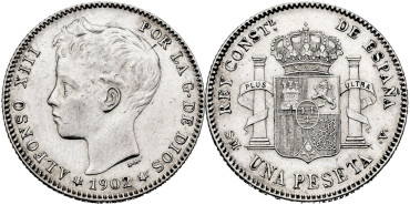 Cy16680.- ALFONSO XIII - 1 Pts 1902 (19-02) MADRID SMV.  SC+