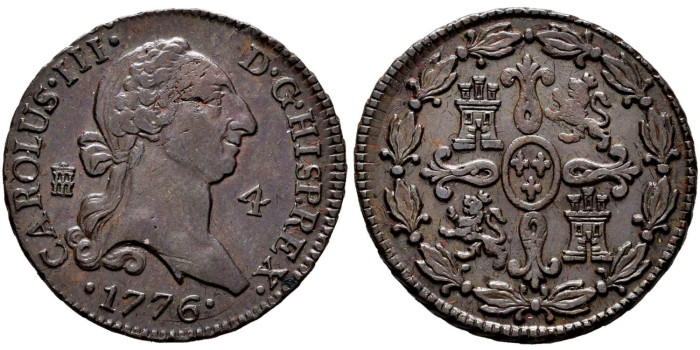 Cy10247.- CARLOS III - 4 Maravedis 1776 SEGOVIA.  SC