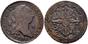 Cy10252.- CARLOS III - 4 Maravedis 1781 SEGOVIA.  EBC