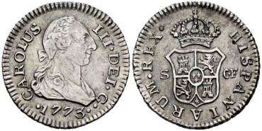 Cy10376.- CARLOS III - 1/2 Real 1773 SEVILLA CF.  EBC