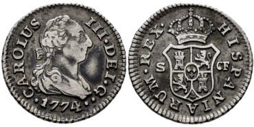 Cy10382.- CARLOS III - 1/2 Real 1774 SEVILLA CF.  EBC-