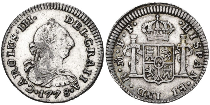 Cy10404.- CARLOS III - 1/2 Real 1778 MEXICO FF.  EBC