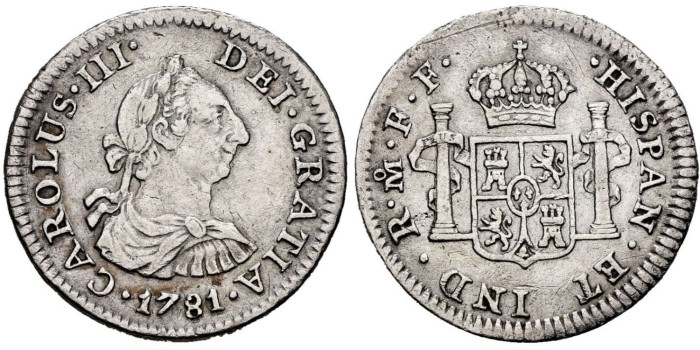 Cy10431.- CARLOS III - 1/2 Real 1781 MEXICO.  EBC