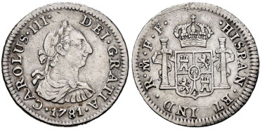 Cy10431.- CARLOS III - 1/2 Real 1781 MEXICO.  EBC