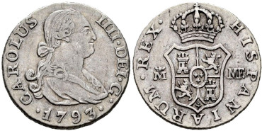 Cy12438.- CARLOS IV - 1/2 Real 1793 MADRID MF.  EBC