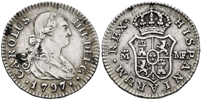 Cy12467.- CARLOS IV - 1/2 Real 1797 MADRID MF.  EBC
