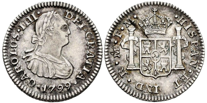 Cy12481.- CARLOS IV - 1/2 Real 1799 MEXIXO FM.  EBC+