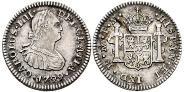 Cy12481.- CARLOS IV - 1/2 Real 1799 MEXIXO FM.  EBC+