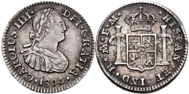 Cy12488.- CARLOS IV - 1/2 Real 1800 MEXICO FM.  SC