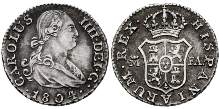 Cy12516.- CARLOS IV - 1/2 Real 1804 MADRID FA.  SC