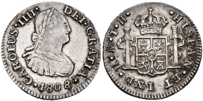 Cy12543.- CARLOS IV - 1/2 Real 1808 MEXICO TH.  SC-