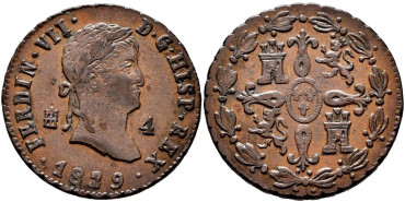 Cy14027.- FERNANDO VII - 4 Maravedis 1829 SEGOVIA.  SC- 