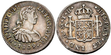 Cy14202.- FERNANDO VII - 1/2 Real 1809 MEXICO T.H.  EBC