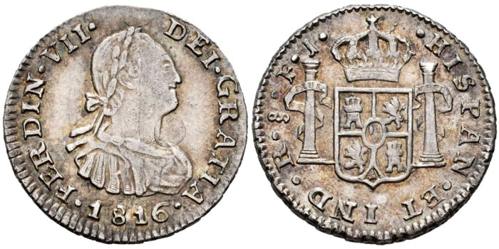 Cy14292.- FERNANDO VII - 1/2 Real 1816 SANTIAGO F.J.  SC
