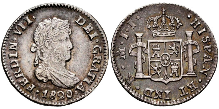 Cy14321.- FERNANDO VII - 1/2 Real 1820 MEXICO J.J.  SC