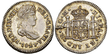 Cy14325.- FERNANDO VII - 1/2 Real 1821 GUATEMALA M.  SC