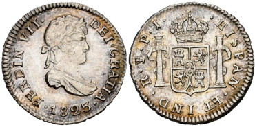 Cy14332.- FERNANDO VII - 1/2 Real 1823 POTOSI P.J.  SC+